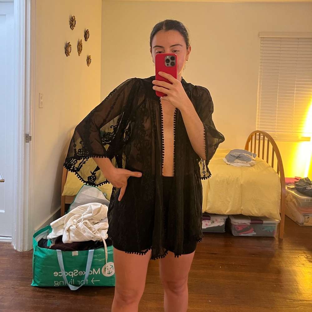 Kimchi Blue brand black lace coverup from Urban Outfitters